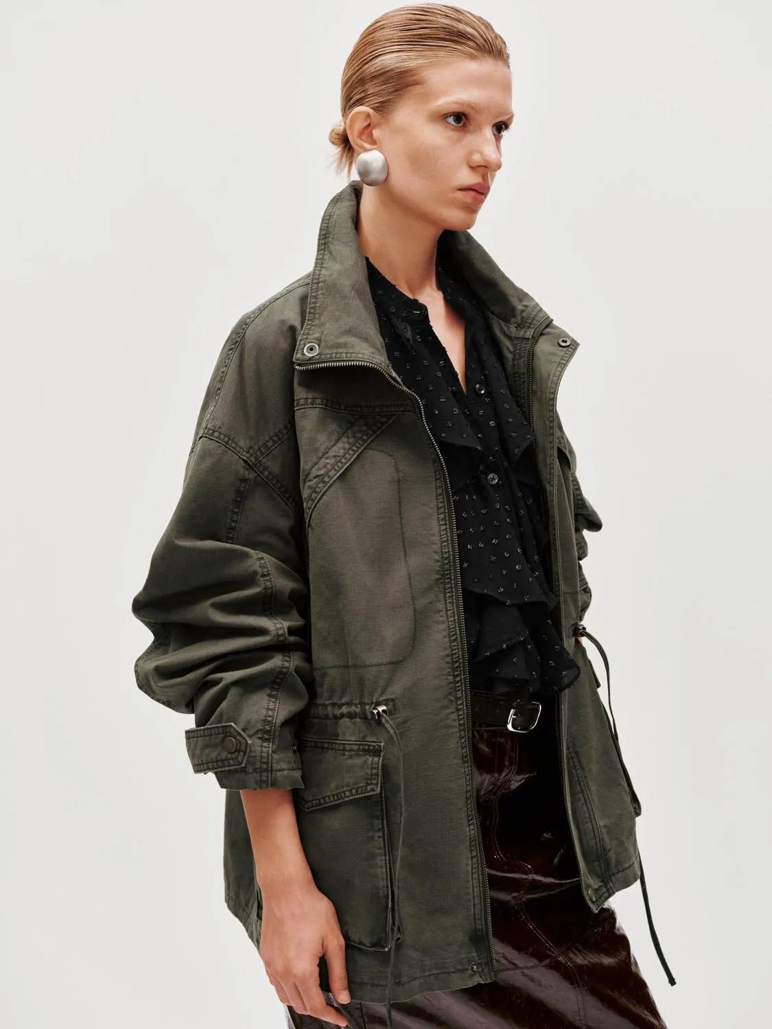 String Detail Funnel Neck Denim Jackets sold by Urban Revivo product image thumbnail 2