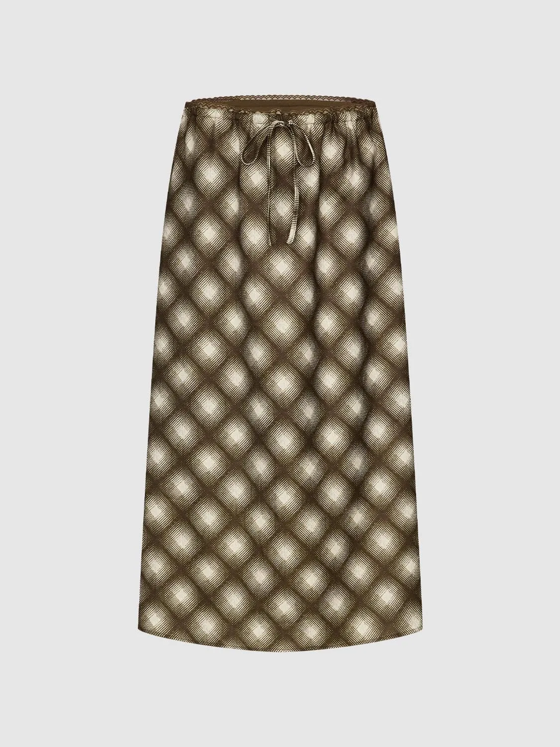 Drawstring Check A-Line Midi Skirts sold by Urban Revivo