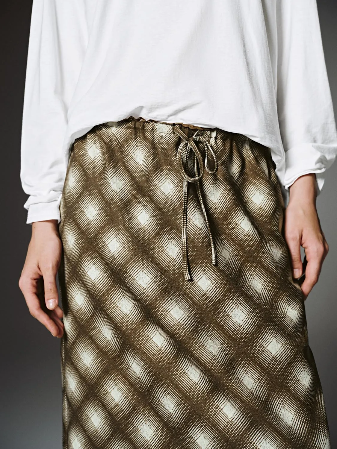 Drawstring Check A-Line Midi Skirts sold by Urban Revivo product image thumbnail 5