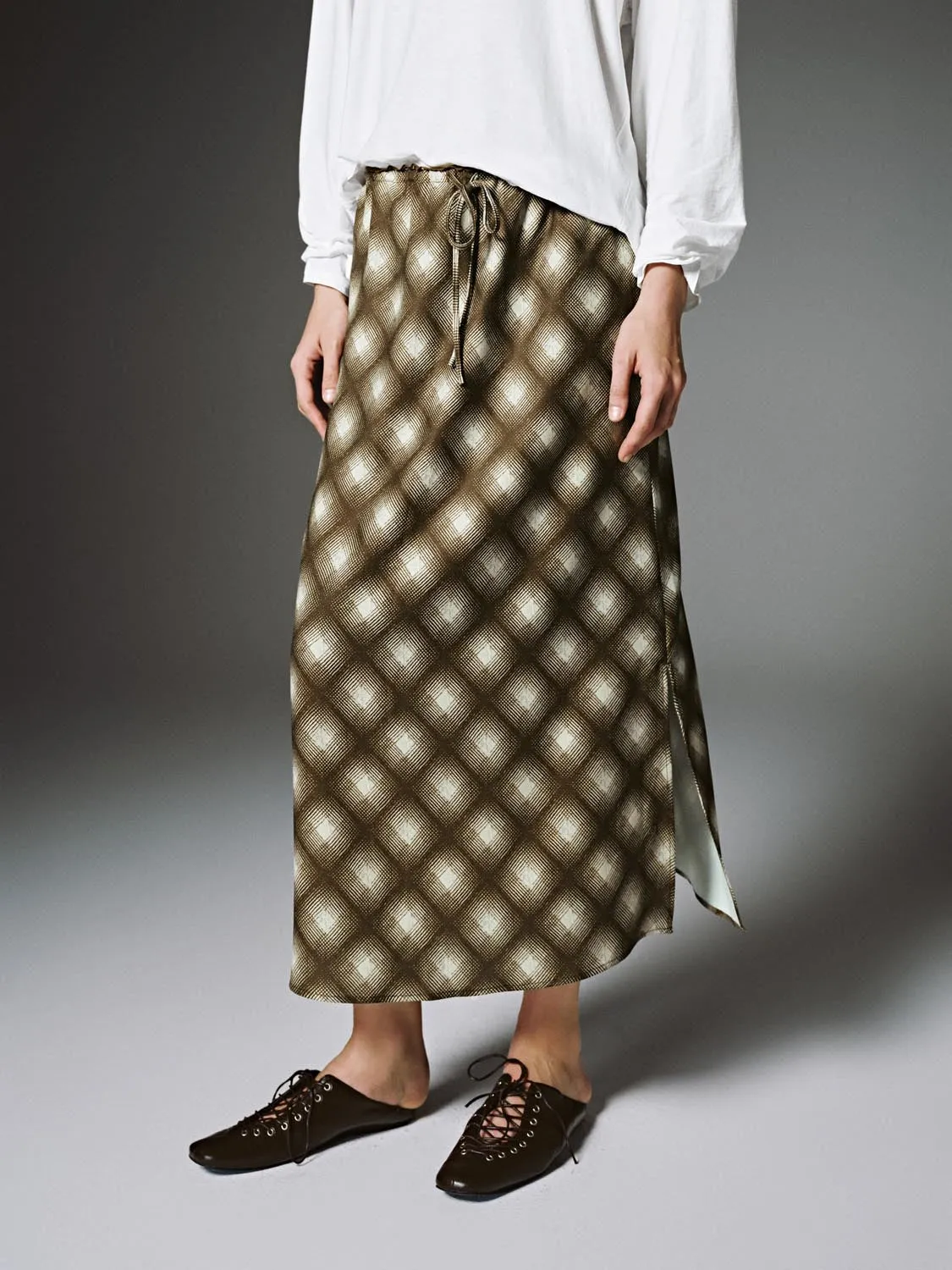 Drawstring Check A-Line Midi Skirts sold by Urban Revivo product image thumbnail 3