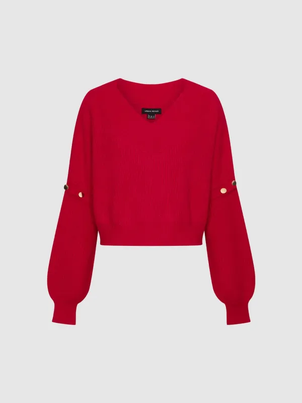 V-Neck Long Sleeve Knitted T-Shirts sold by Urban Revivo