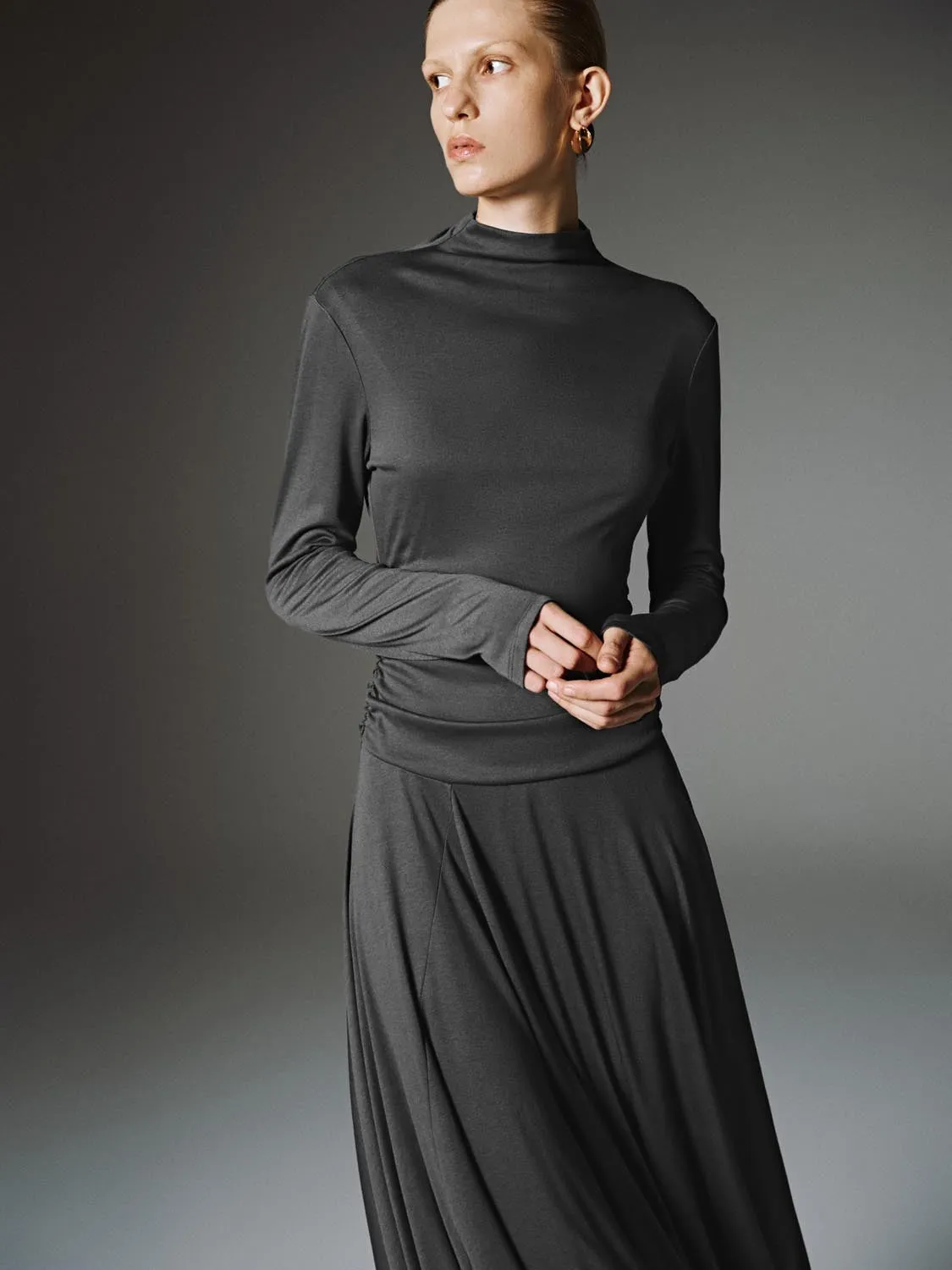 High Neck A-Line Midi Dresses sold by Urban Revivo product image thumbnail 5