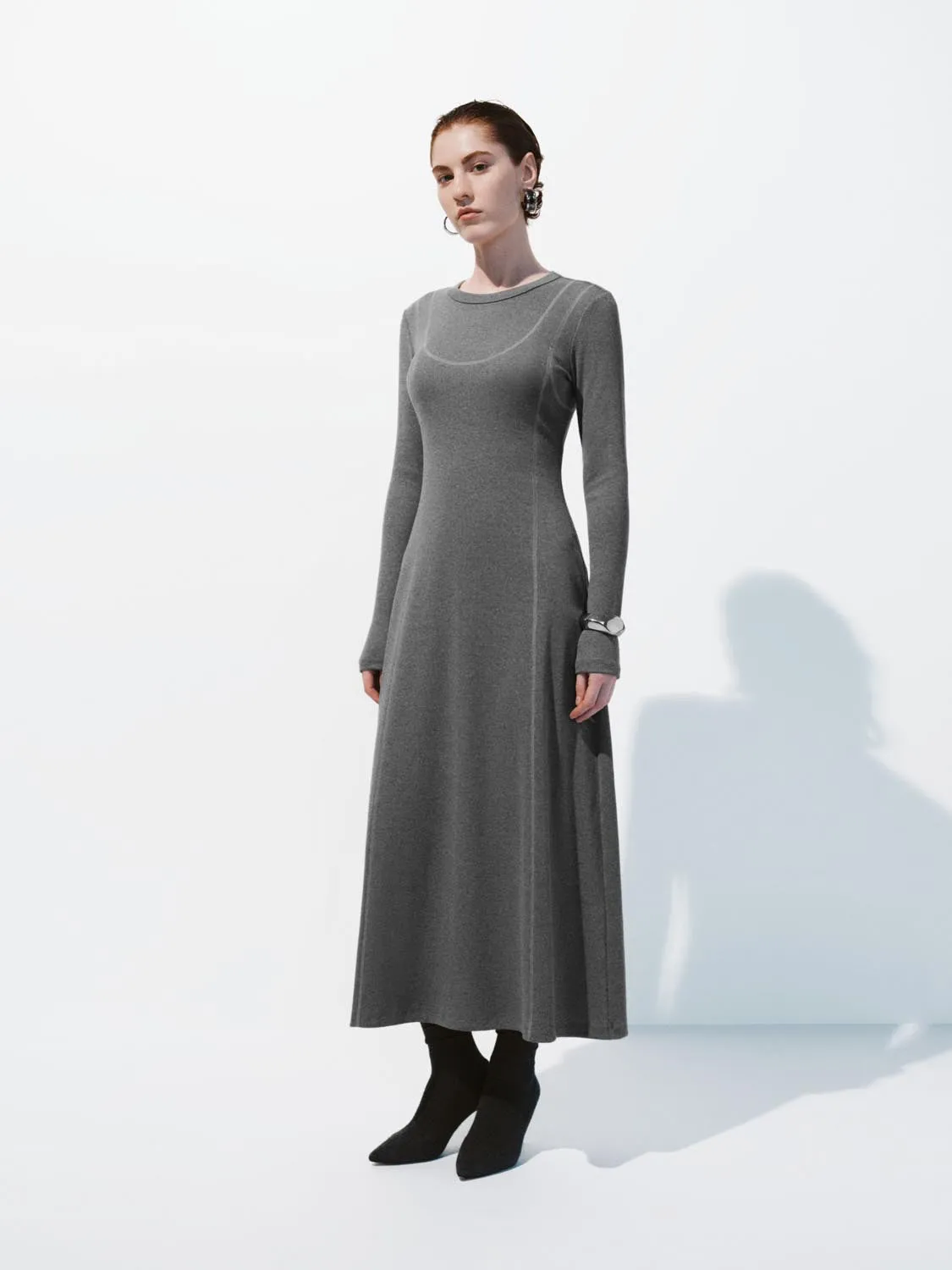 Long Sleeve A-Line Midi Dresses sold by Urban Revivo product image thumbnail 4