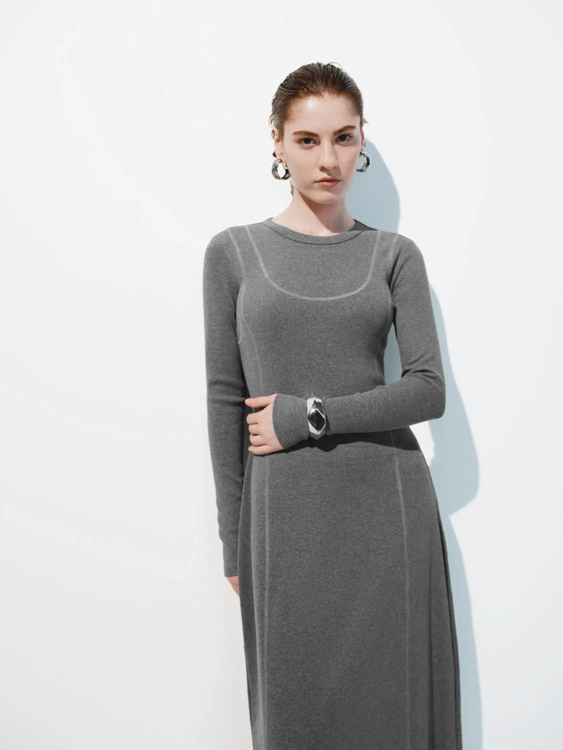 Long Sleeve A-Line Midi Dresses sold by Urban Revivo product image thumbnail 2