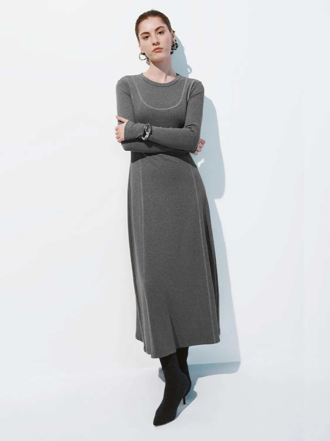 Long Sleeve A-Line Midi Dresses sold by Urban Revivo