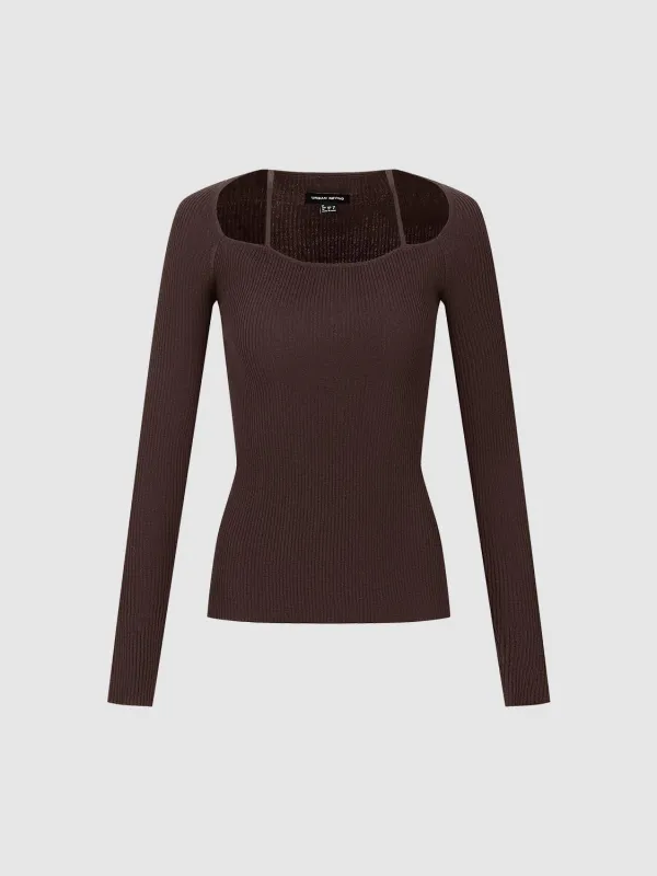 Strap Detail Long Sleeve Knitted T-Shirts sold by Urban Revivo