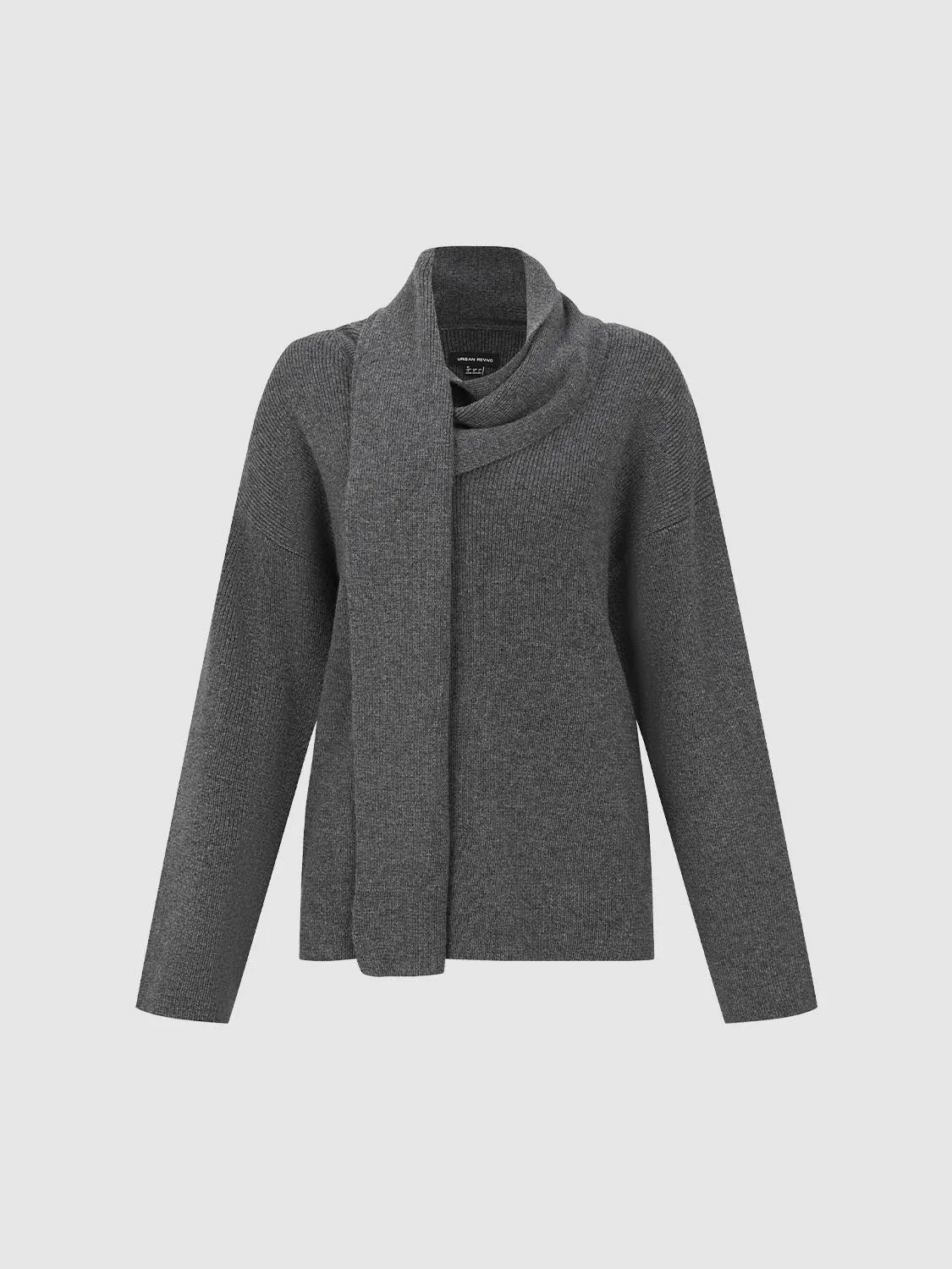 Scarf Neck Long Sleeve Knitted T-Shirts sold by Urban Revivo