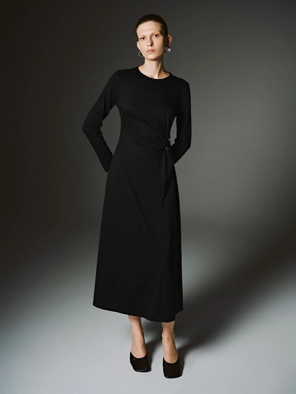 Drape Long Sleeve Midi Dresses sold by Urban Revivo