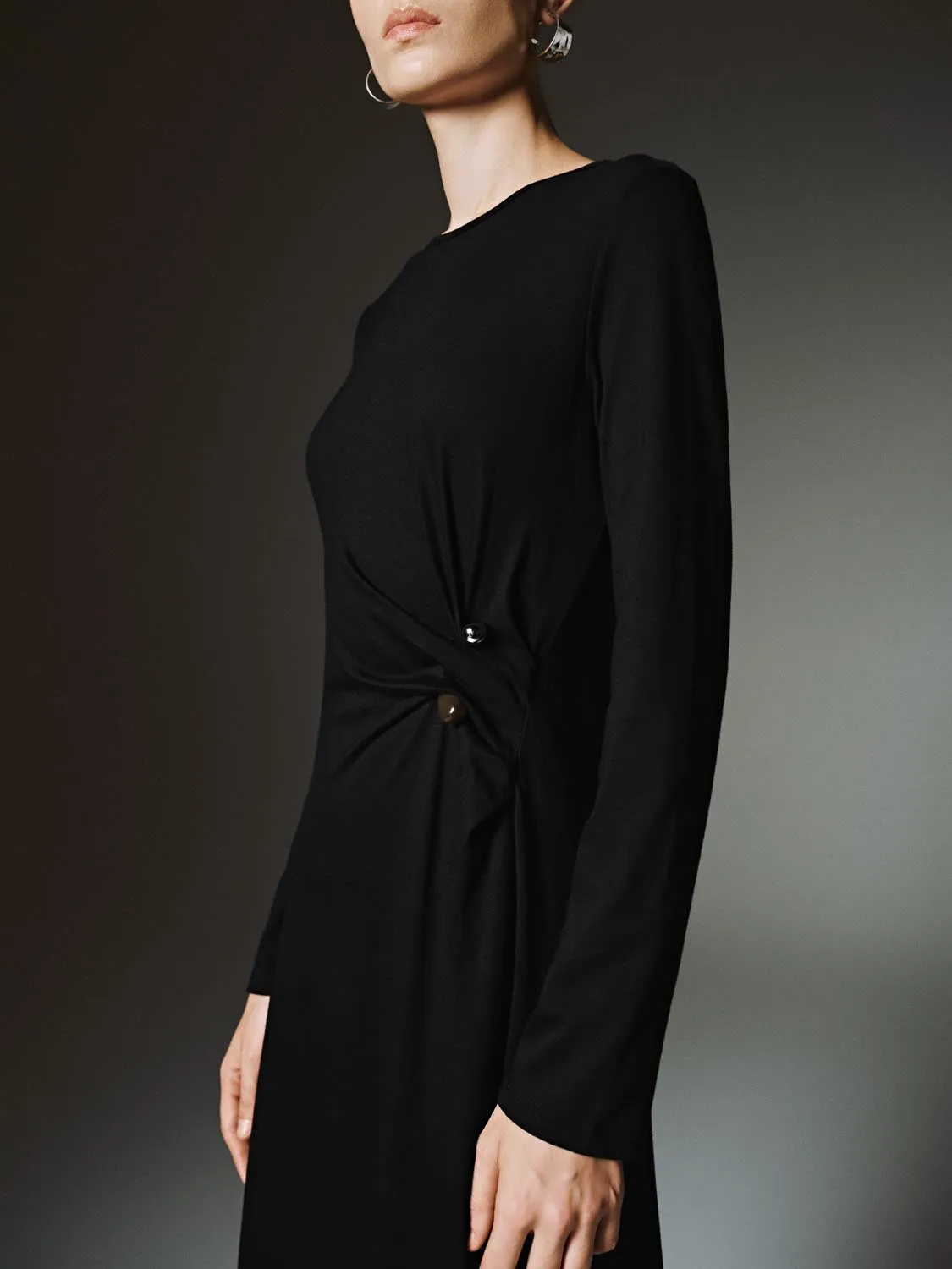 Drape Long Sleeve Midi Dresses sold by Urban Revivo product image thumbnail 2