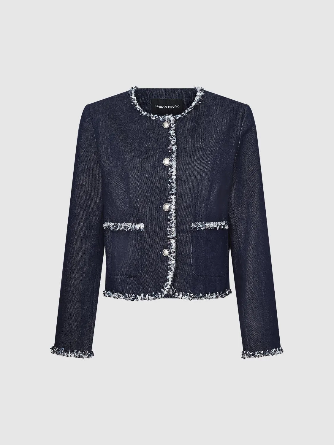 Tailored Contrast Trim Denim Jackets sold by Urban Revivo product image thumbnail 4