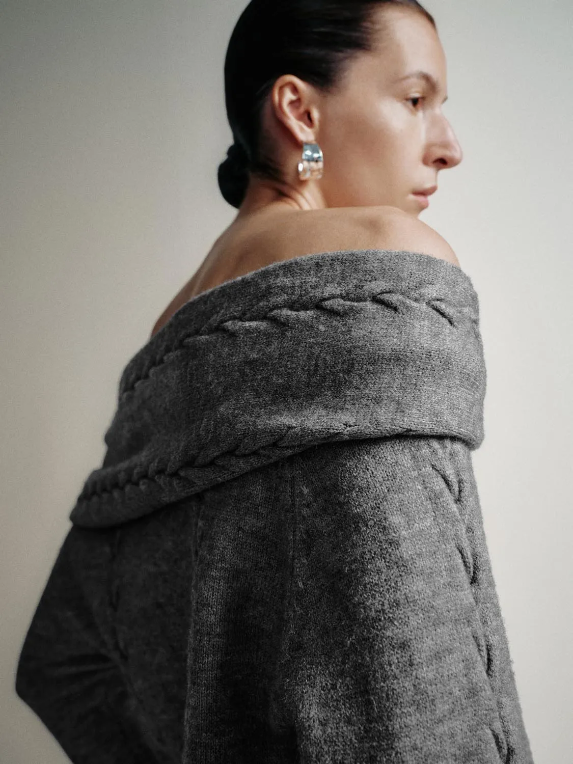 Off Shoulder Cable Knit T-Shirts sold by Urban Revivo product image thumbnail 3