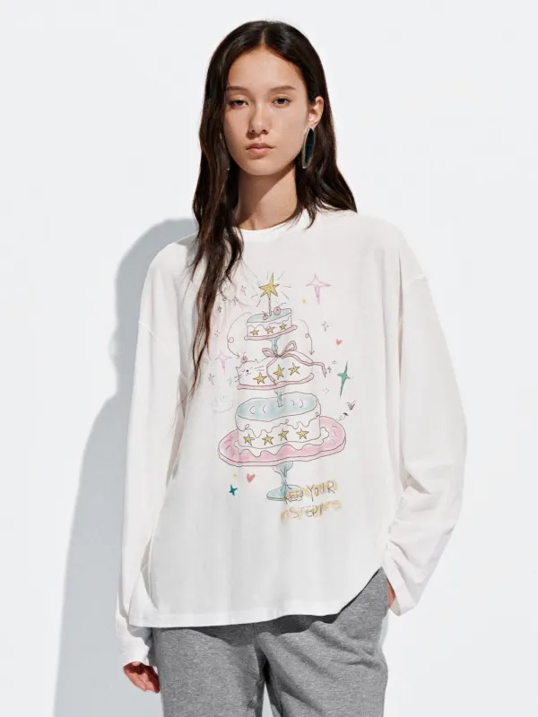 Sheer Printed Long Sleeve T-Shirts sold by Urban Revivo