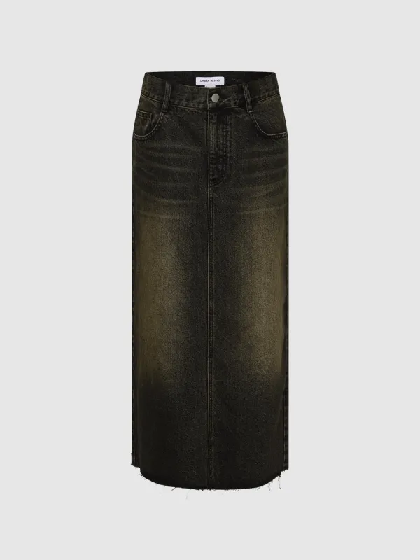 Denim Midi Skirts sold by Urban Revivo