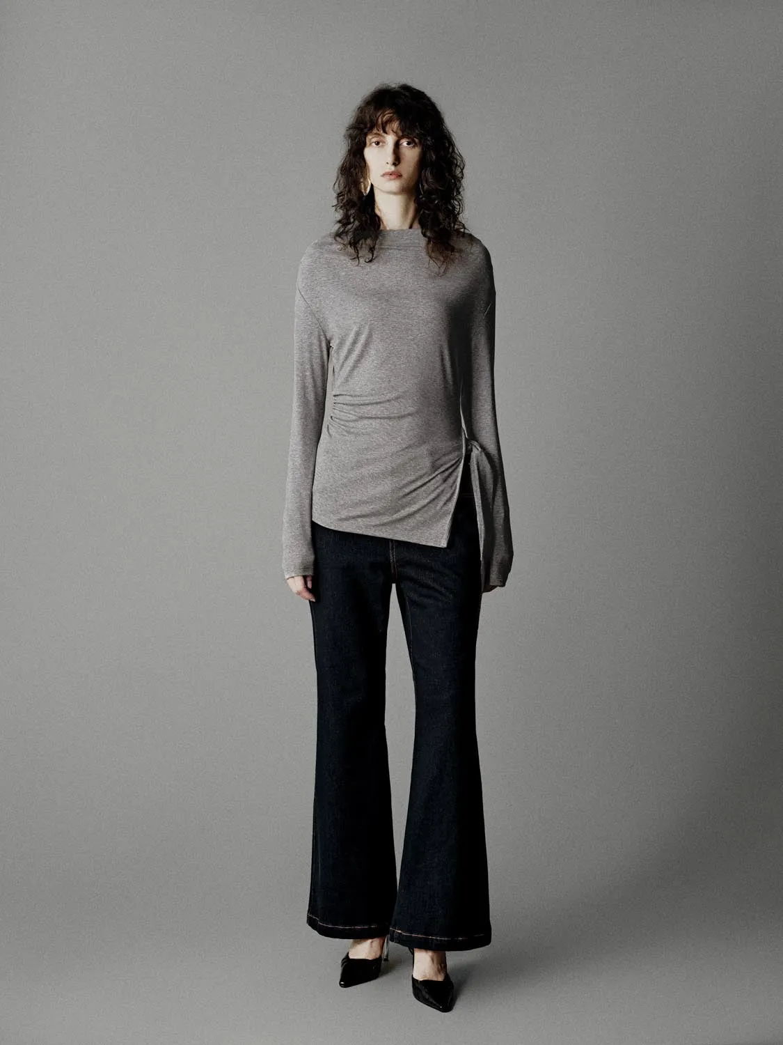 Asymmetric Ruched Long Sleeve T-Shirts sold by Urban Revivo product image thumbnail 5
