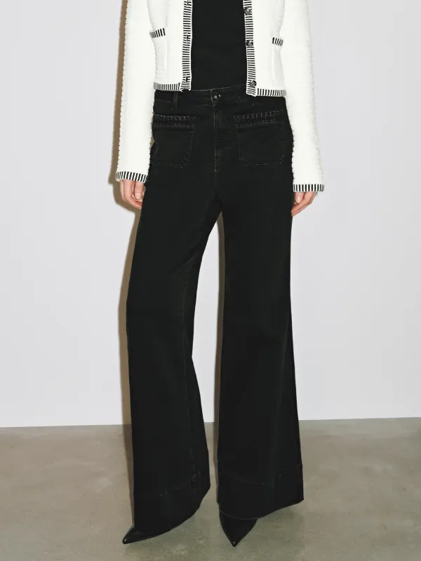 Patch Pockets Flare Leg Jeans sold by Urban Revivo