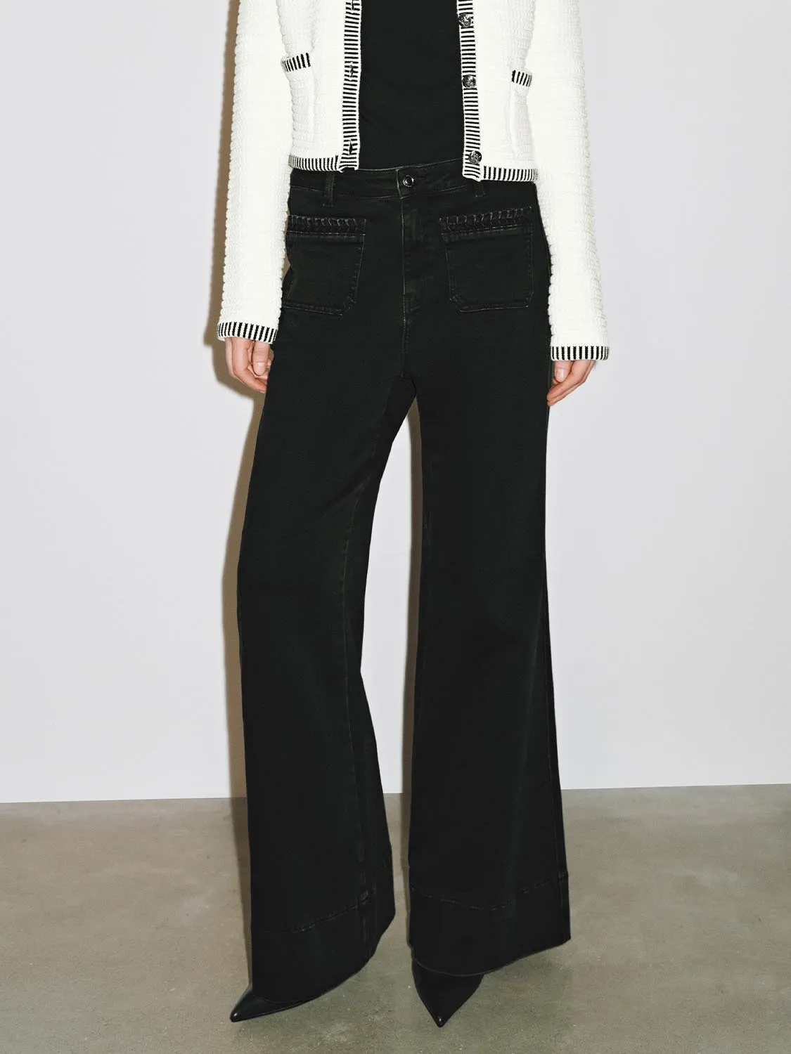 Patch Pockets Flare Leg Jeans sold by Urban Revivo
