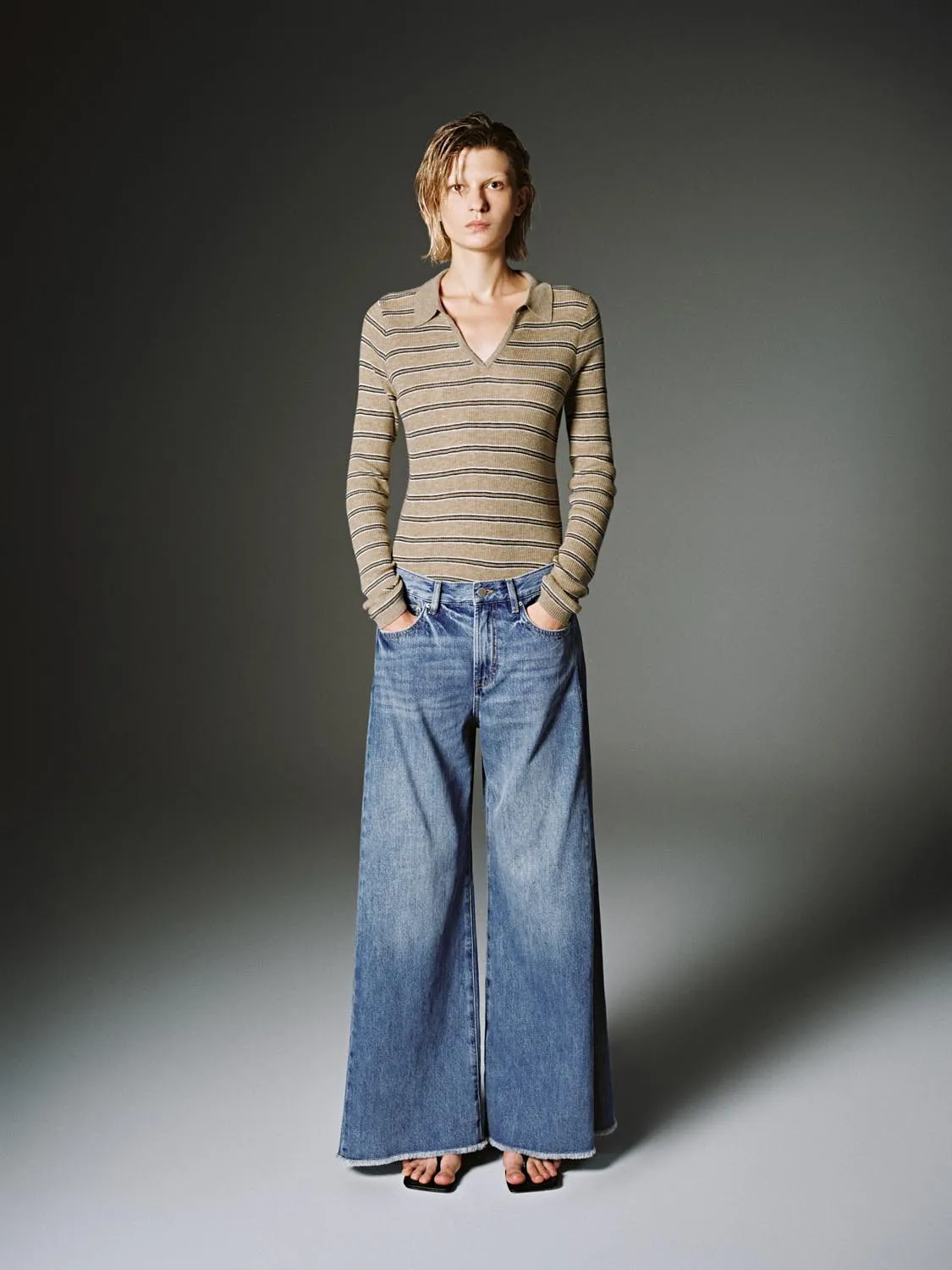 Collared Stripe Long Sleeve Knitted T-Shirts sold by Urban Revivo product image thumbnail 4