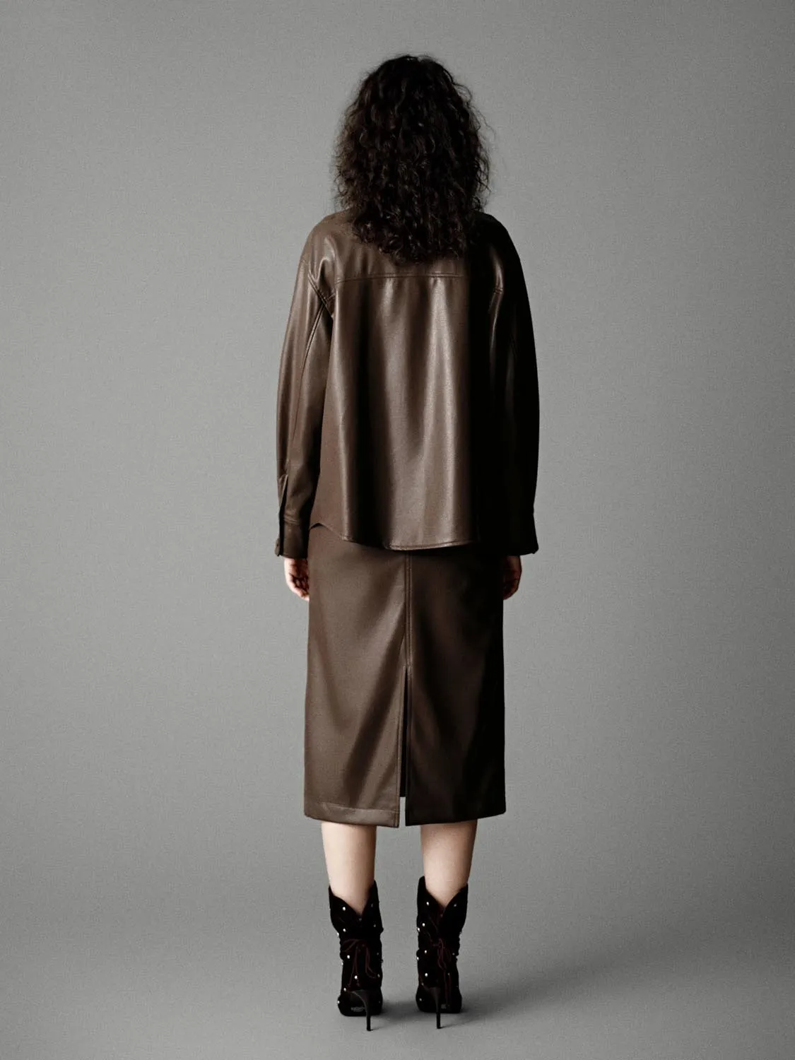 Vegan Leather Straight Midi Skirts sold by Urban Revivo product image thumbnail 4