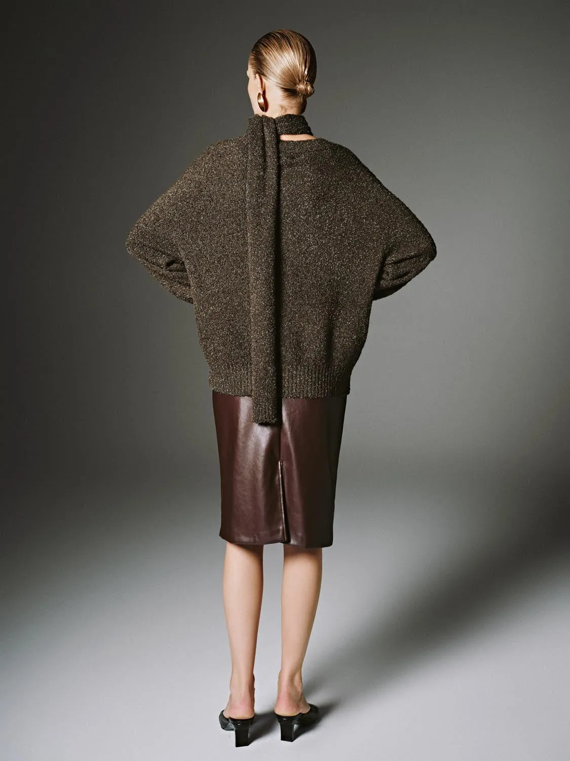 Belted Vegan Leather Straight Midi Skirts sold by Urban Revivo product image thumbnail 4