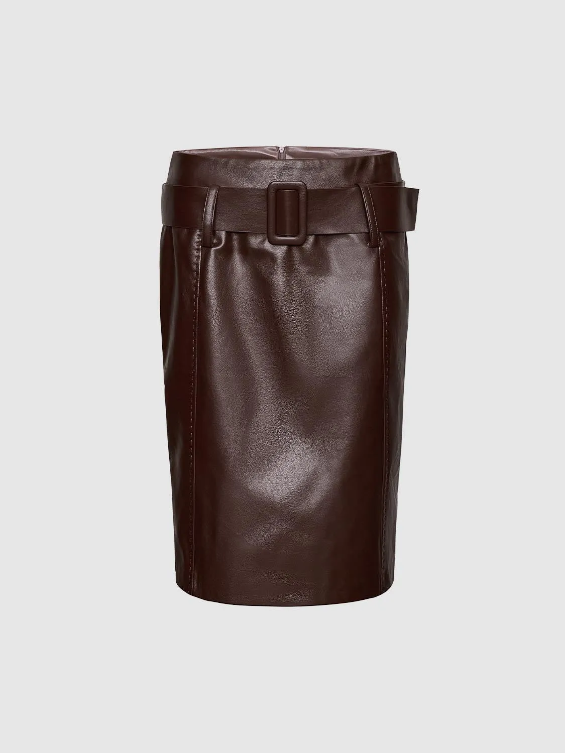 Belted Vegan Leather Straight Midi Skirts sold by Urban Revivo product image thumbnail 2