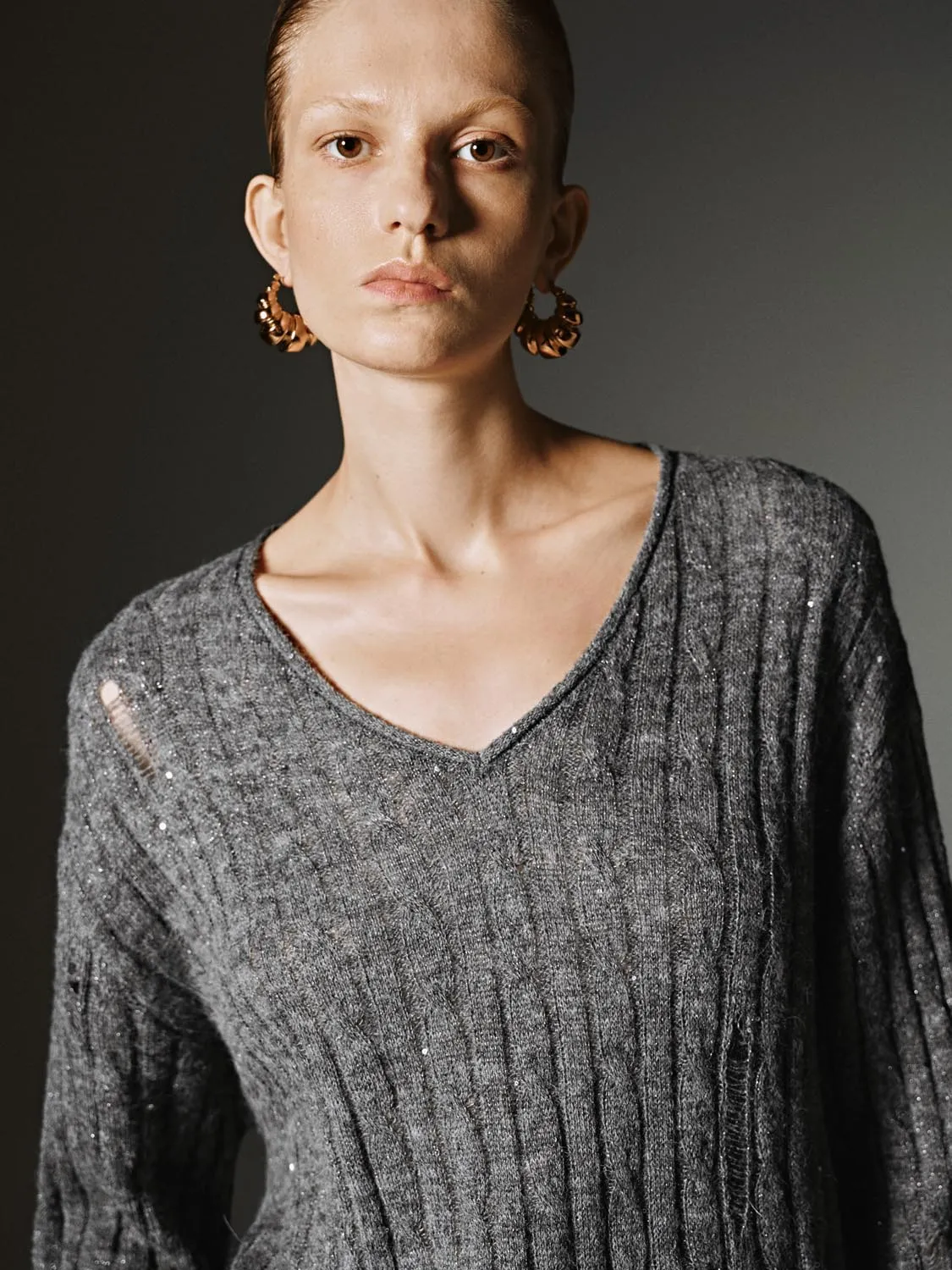 V-Neck Long Sleeve Knitted T-Shirts sold by Urban Revivo product image thumbnail 3