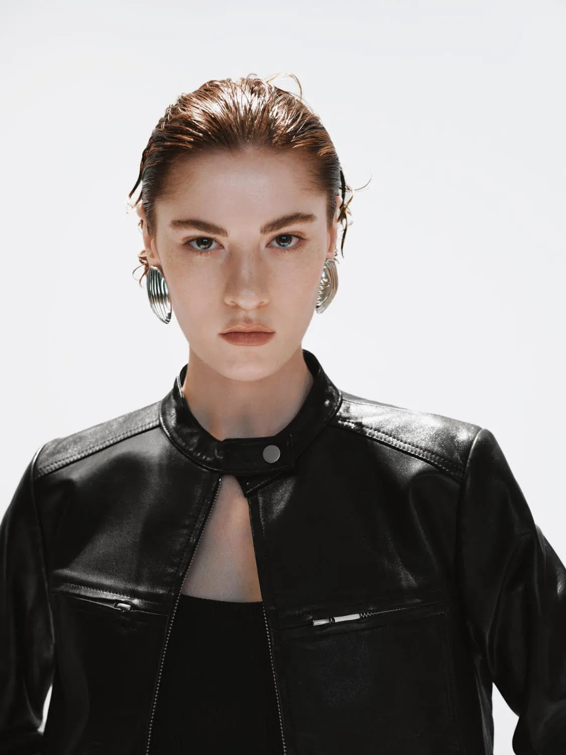 Cropped Vegan Leather Jackets sold by Urban Revivo product image thumbnail 3