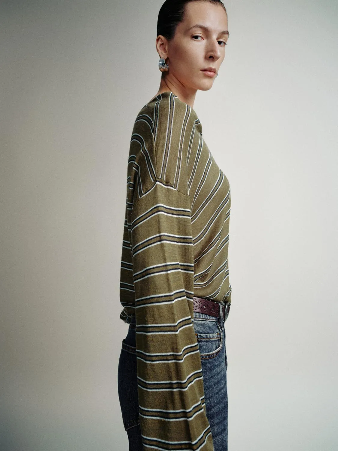 Striped V-Neck Knitted T-Shirts sold by Urban Revivo product image thumbnail 2