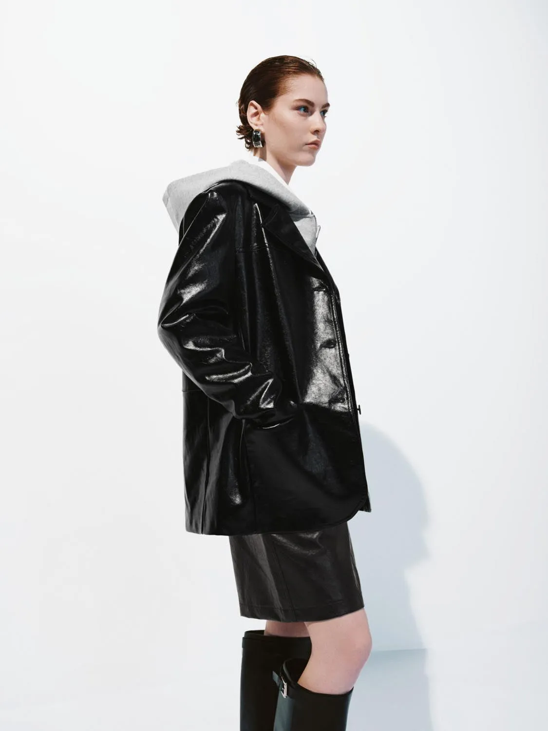 Vegan Leather Button Up Jackets sold by Urban Revivo product image thumbnail 2