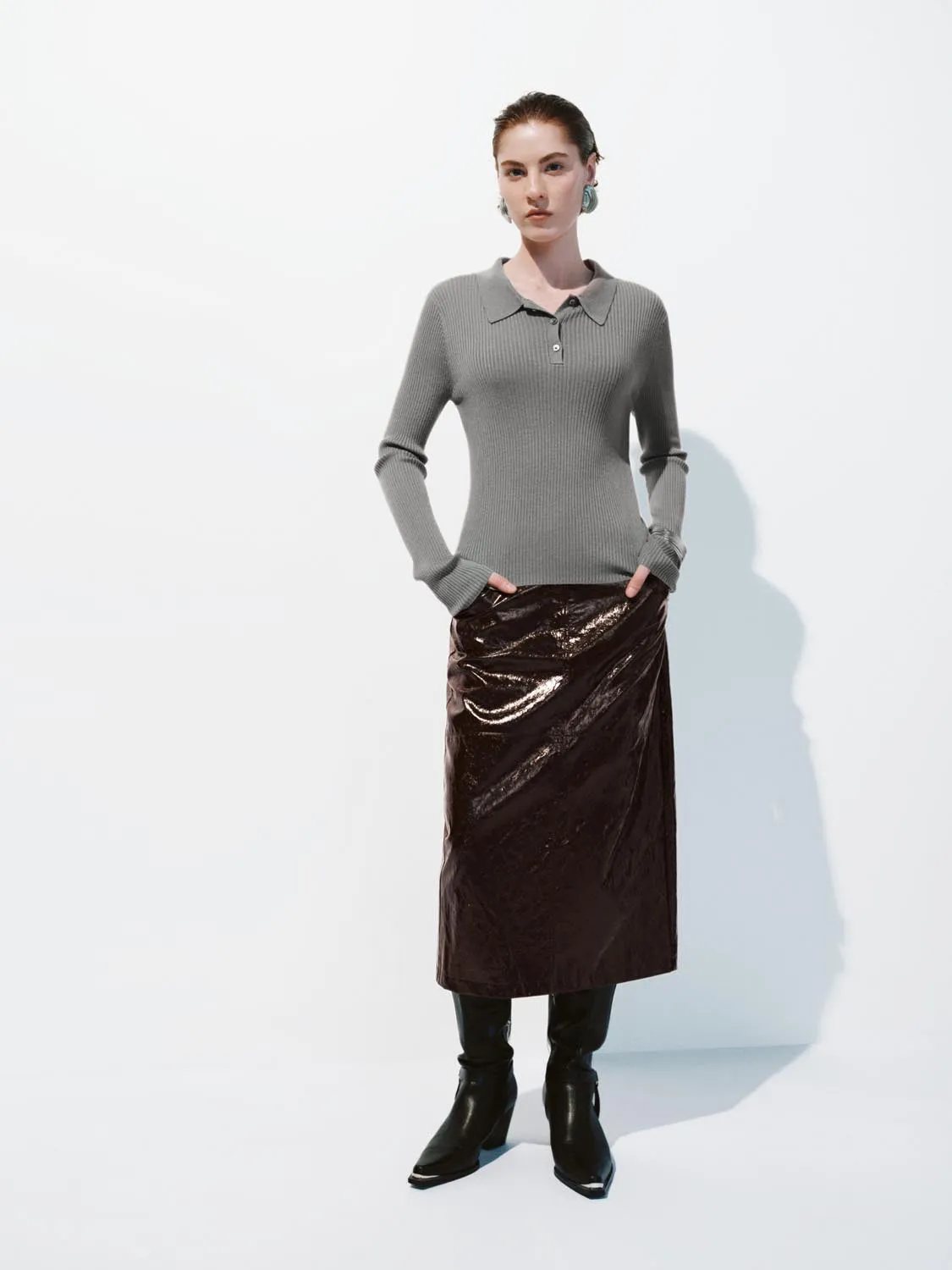 Long Sleeve Knitted Polo T-Shirts sold by Urban Revivo product image thumbnail 5