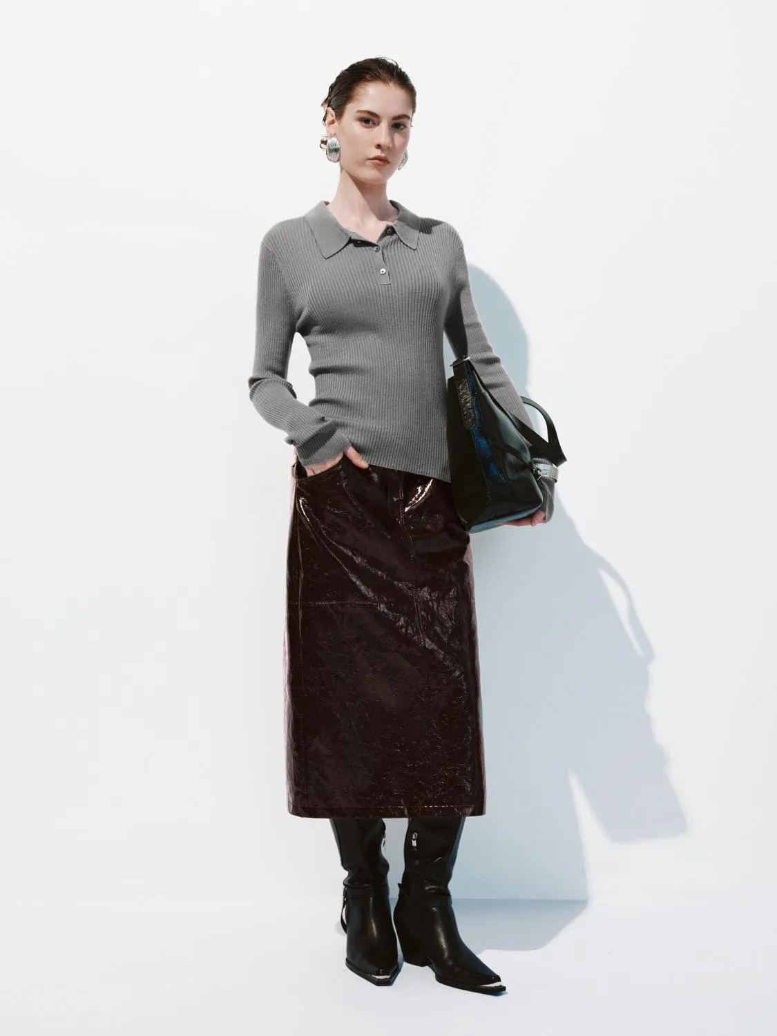 Long Sleeve Knitted Polo T-Shirts sold by Urban Revivo product image thumbnail 4