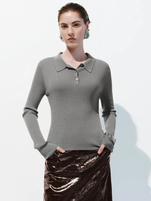 Long Sleeve Knitted Polo T-Shirts sold by Urban Revivo