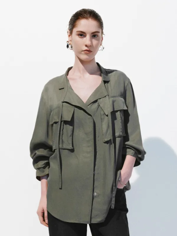 Flap Pockets Oversize Shirts sold by Urban Revivo