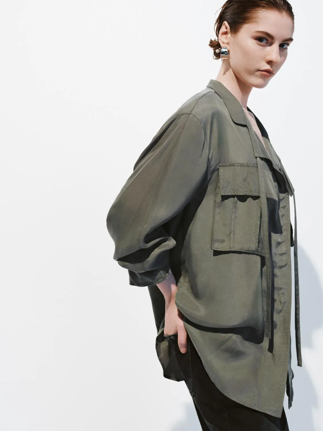 Flap Pockets Oversize Shirts sold by Urban Revivo product image thumbnail 2