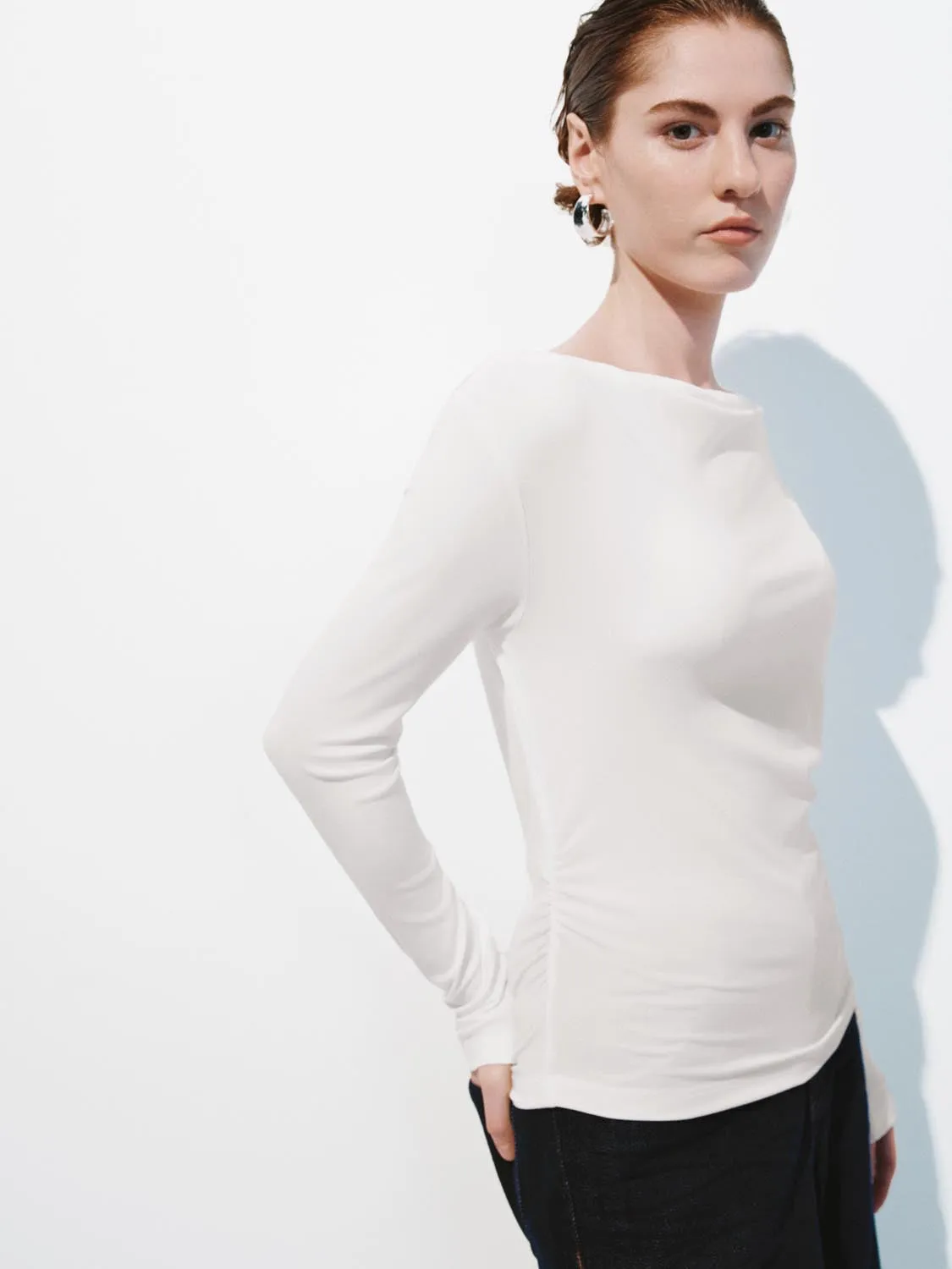 Ruched Long Sleeve T-Shirts sold by Urban Revivo product image thumbnail 2