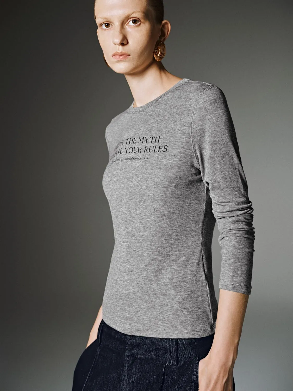 Graphic Skinny Long Sleeve T-Shirts sold by Urban Revivo product image thumbnail 2