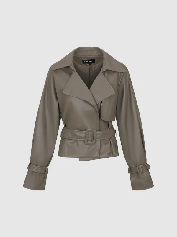 Belt Detail Vegan Leather Jackets sold by Urban Revivo