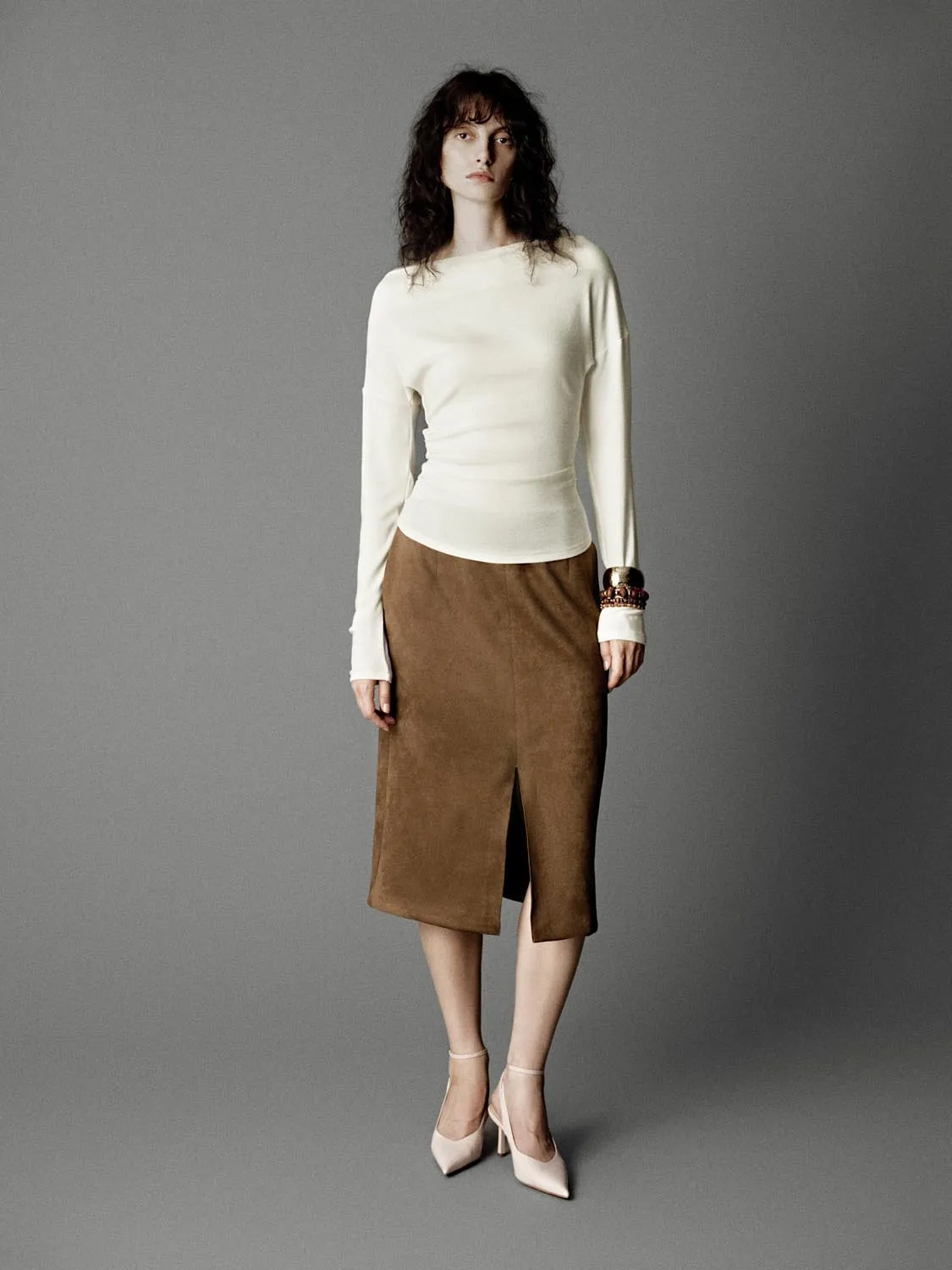 Ruched Flare Long Sleeve T-Shirts sold by Urban Revivo product image thumbnail 4