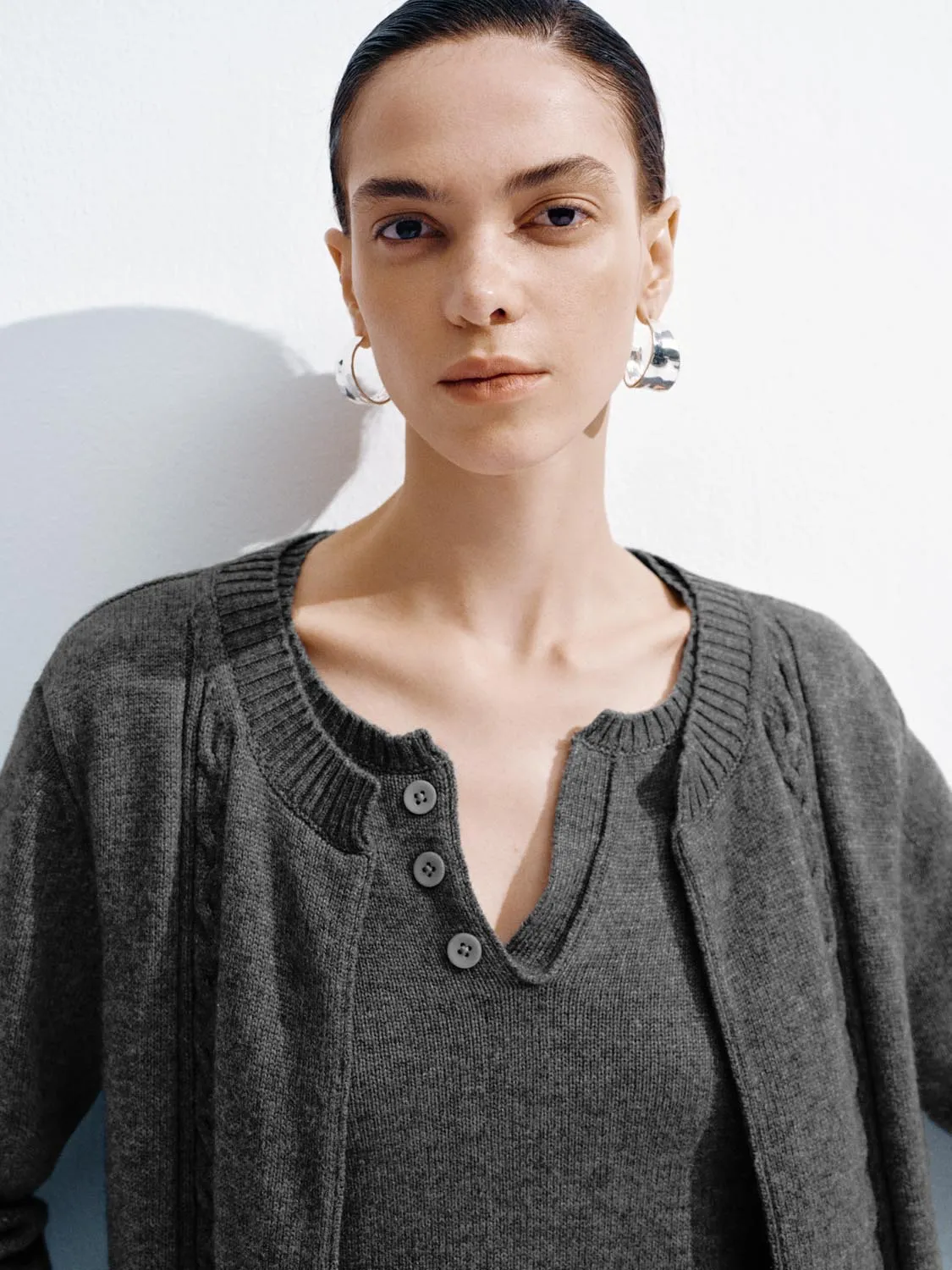 2 In 1 Long Sleeve Knitted T-Shirts sold by Urban Revivo product image thumbnail 3