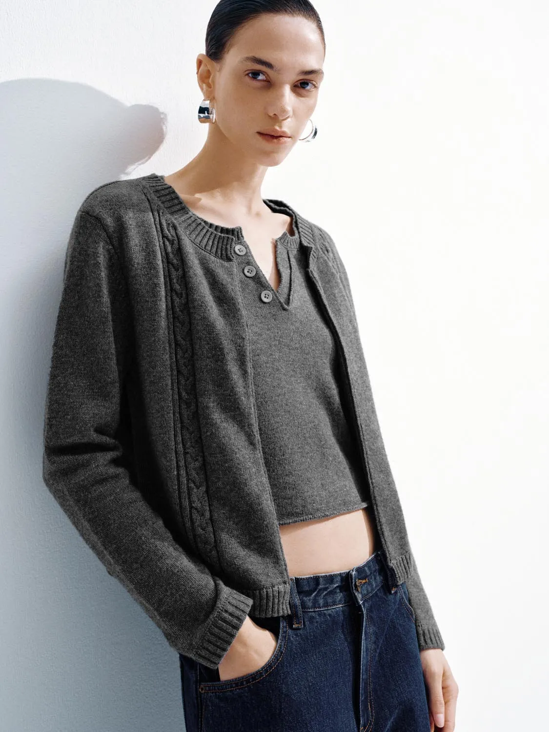 2 In 1 Long Sleeve Knitted T-Shirts sold by Urban Revivo product image thumbnail 2