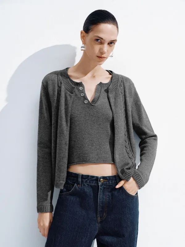2 In 1 Long Sleeve Knitted T-Shirts sold by Urban Revivo