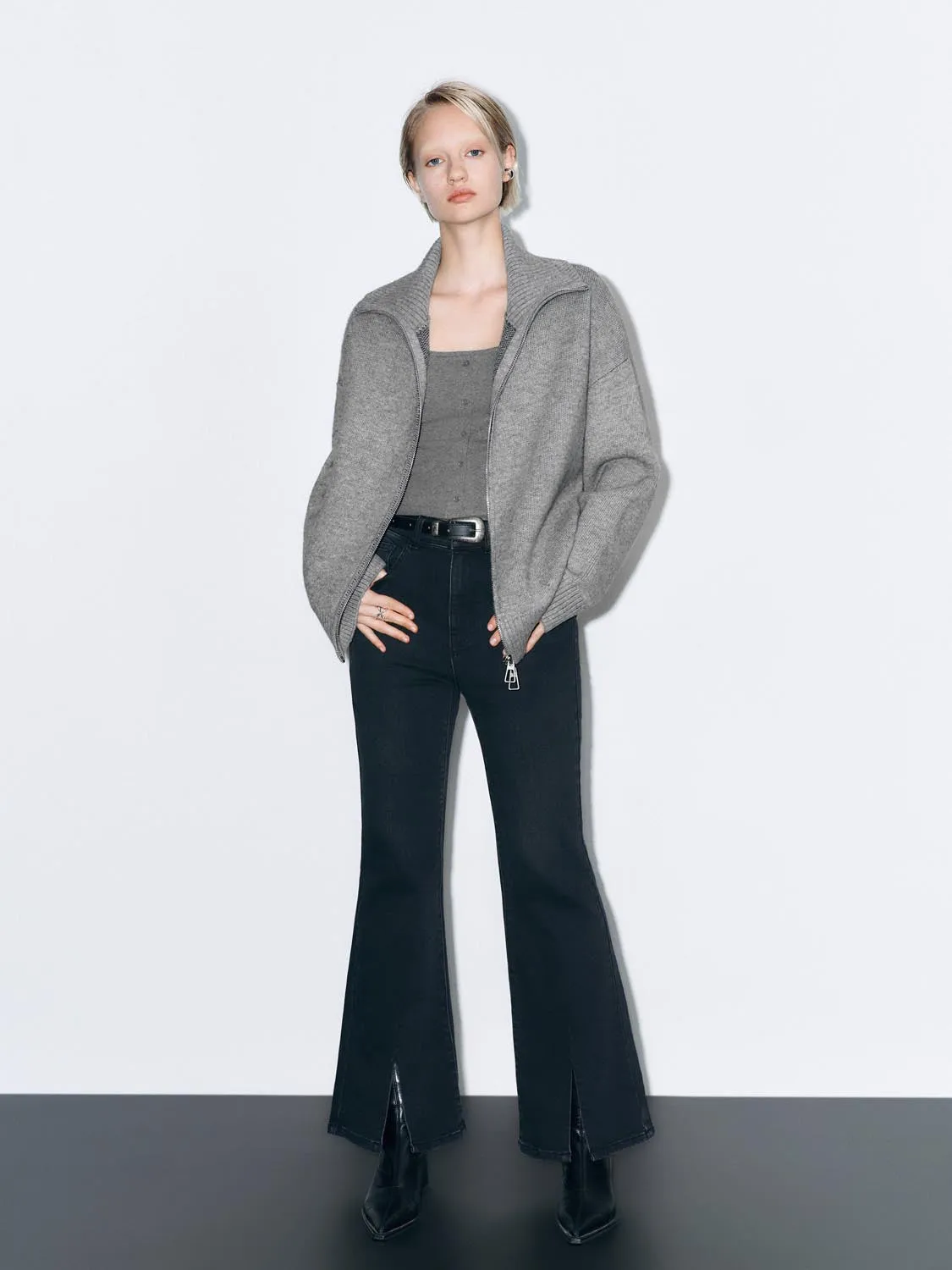 Collared Full Zip Knitted Cardigans sold by Urban Revivo product image thumbnail 4