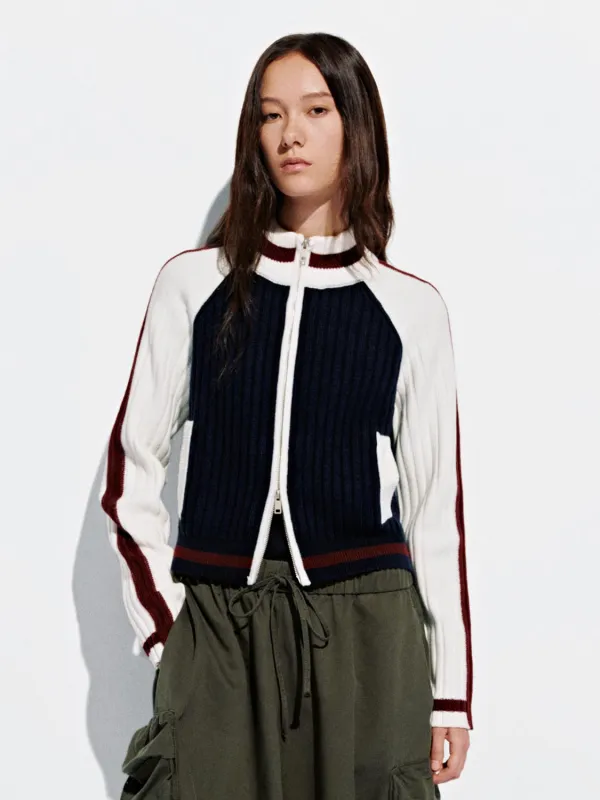 Contrast Full Zip Knitted Cardigans sold by Urban Revivo
