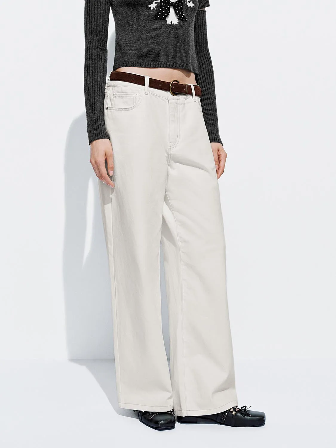 Belted Wide Leg Jeans sold by Urban Revivo product image thumbnail 3