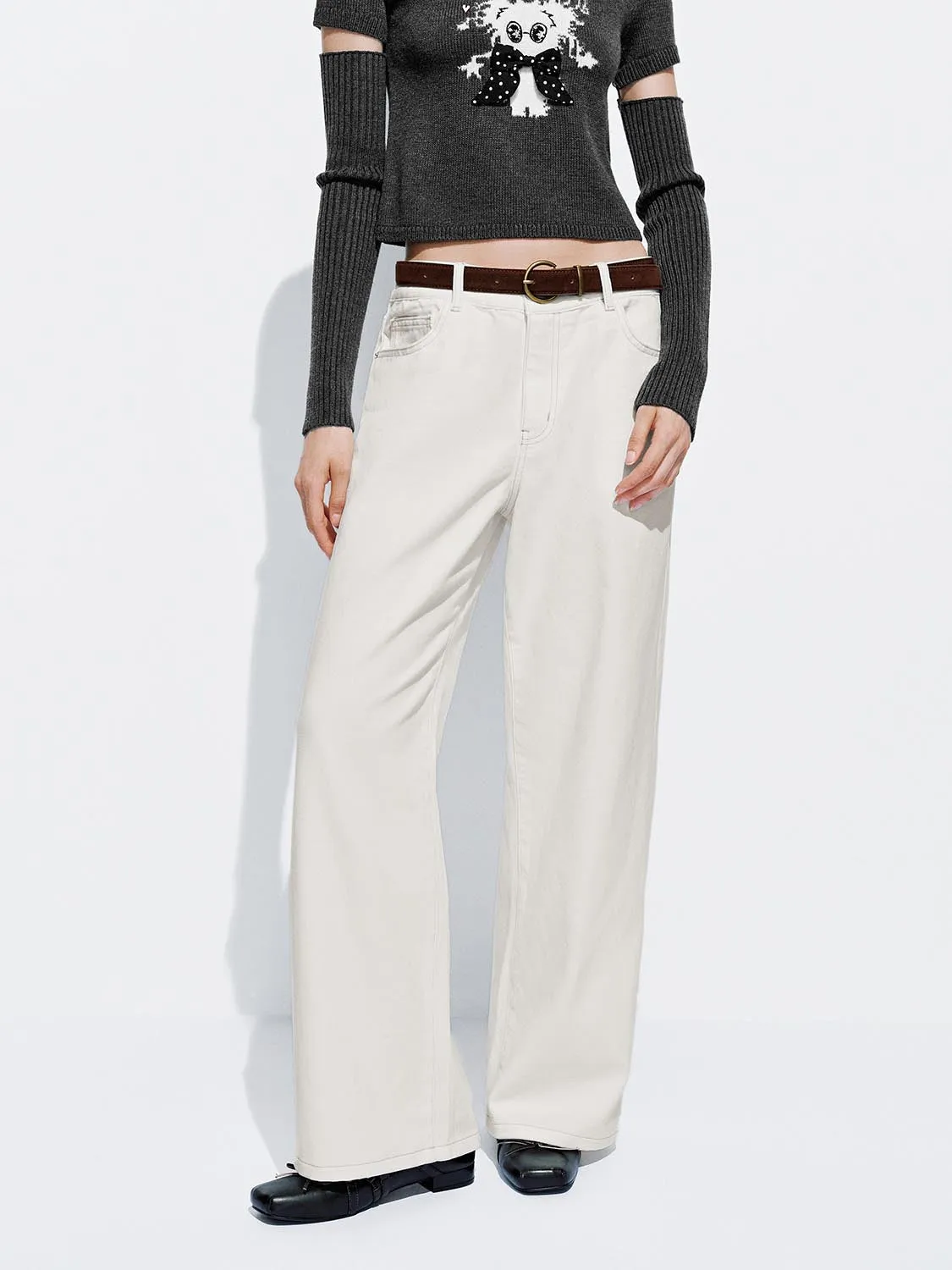 Belted Wide Leg Jeans sold by Urban Revivo