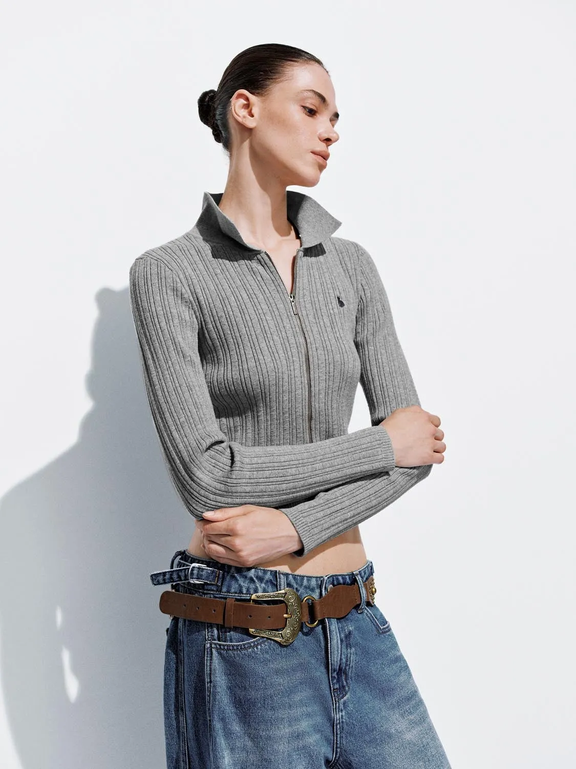 Collared Skinny Knitted Cardigans sold by Urban Revivo product image thumbnail 2
