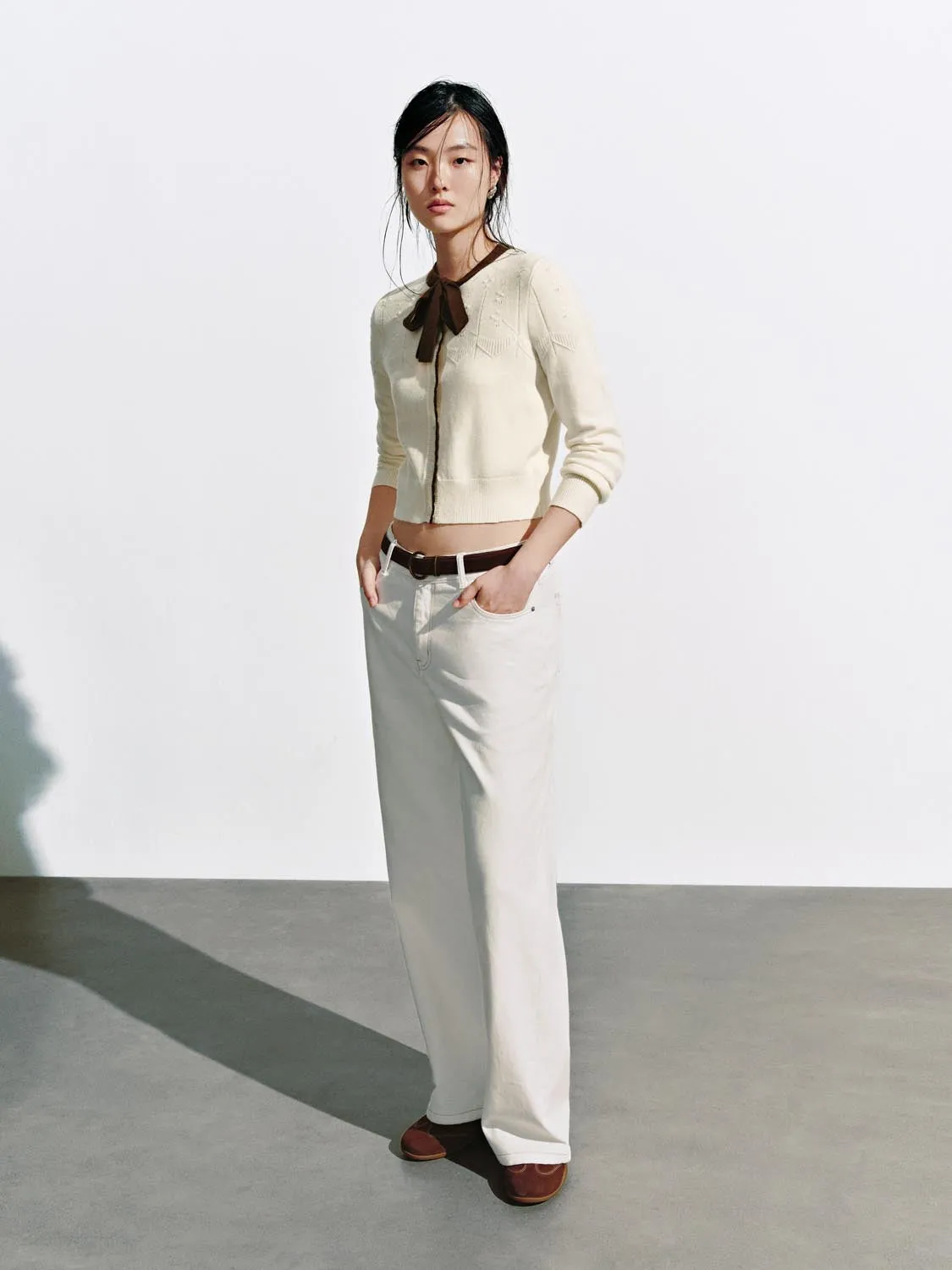 Contrast Tie Neck Knitted Cardigans sold by Urban Revivo product image thumbnail 5