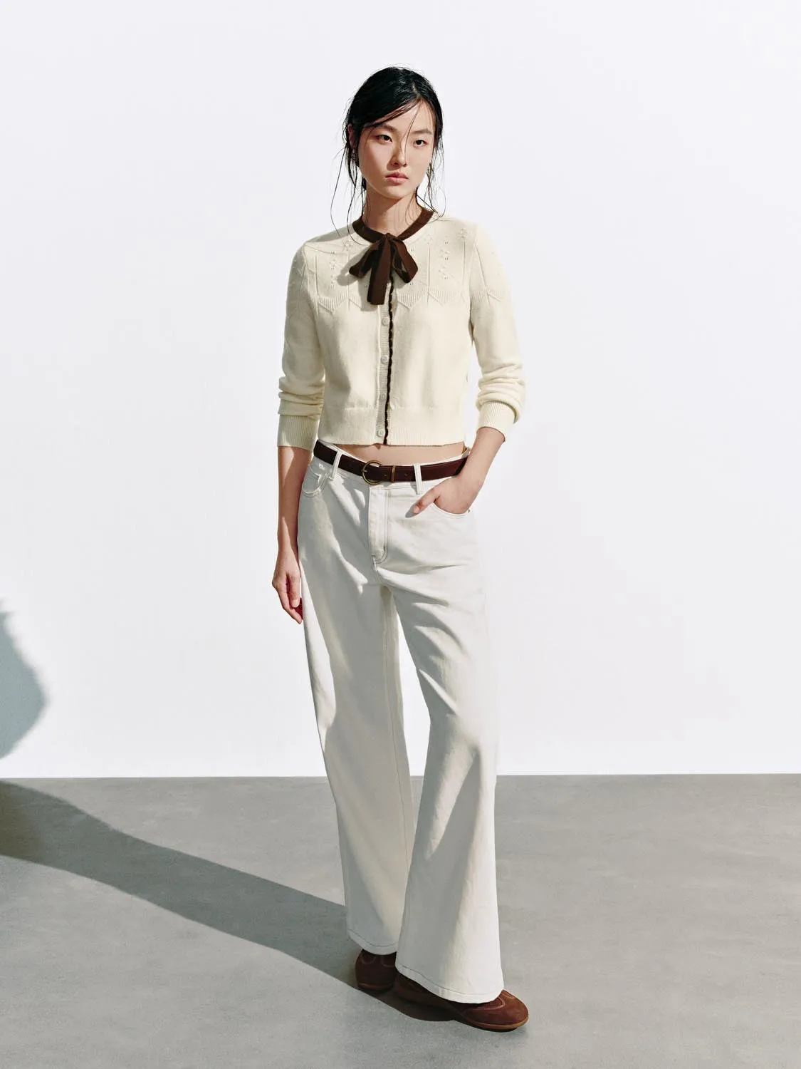 Contrast Tie Neck Knitted Cardigans sold by Urban Revivo product image thumbnail 4