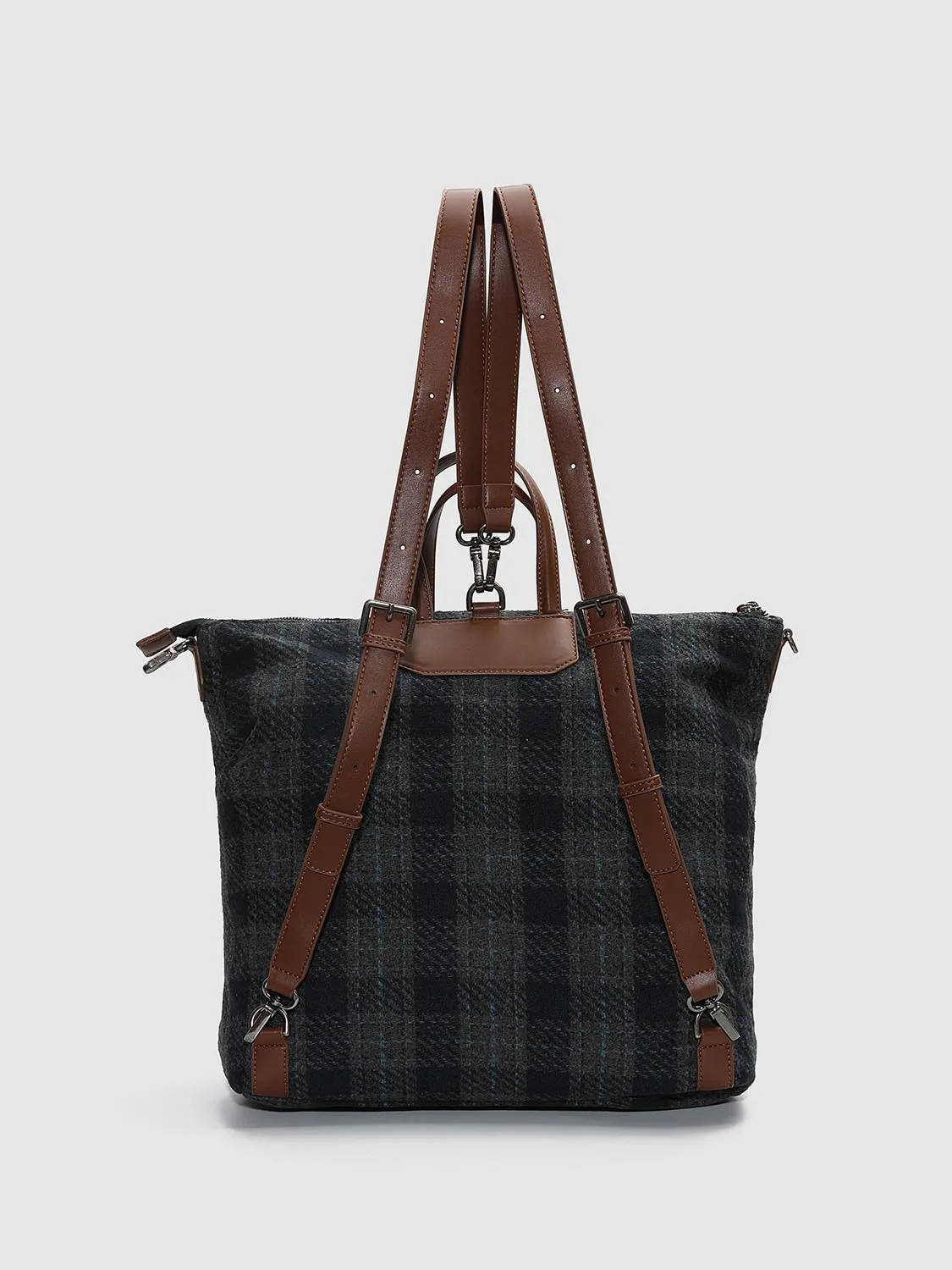 Buckle Detail Check Tote Backpacks sold by Urban Revivo product image thumbnail 2