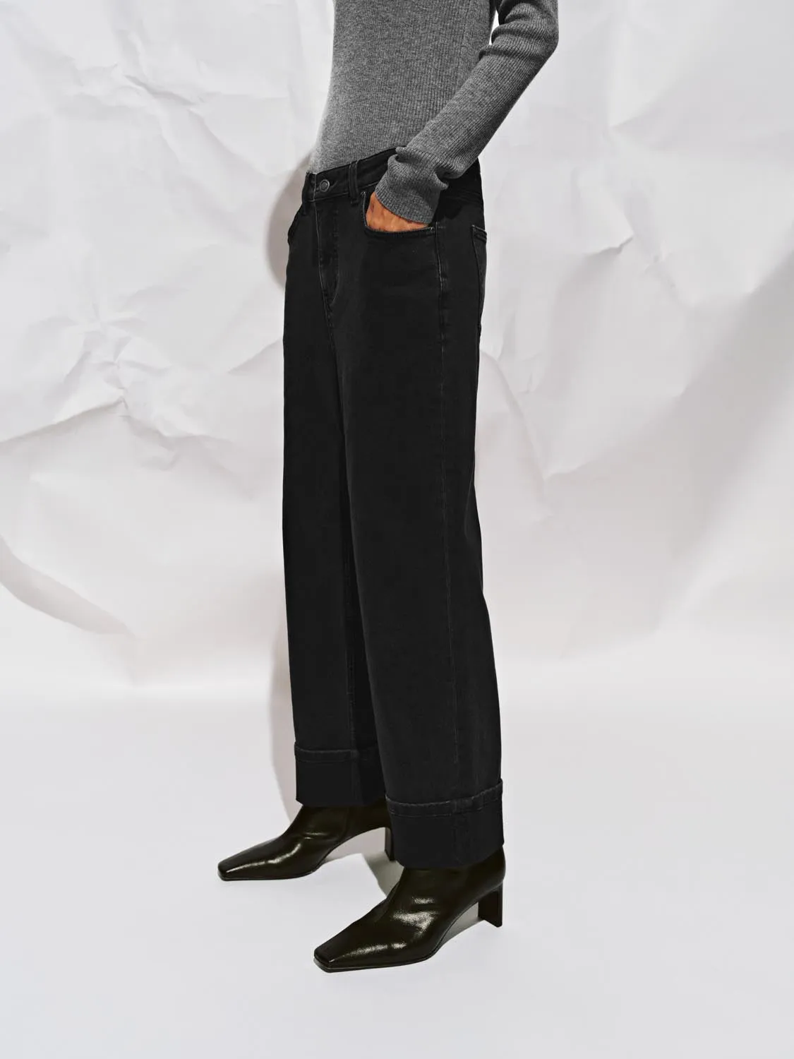 Cuffed Straight Leg Jeans sold by Urban Revivo product image thumbnail 3