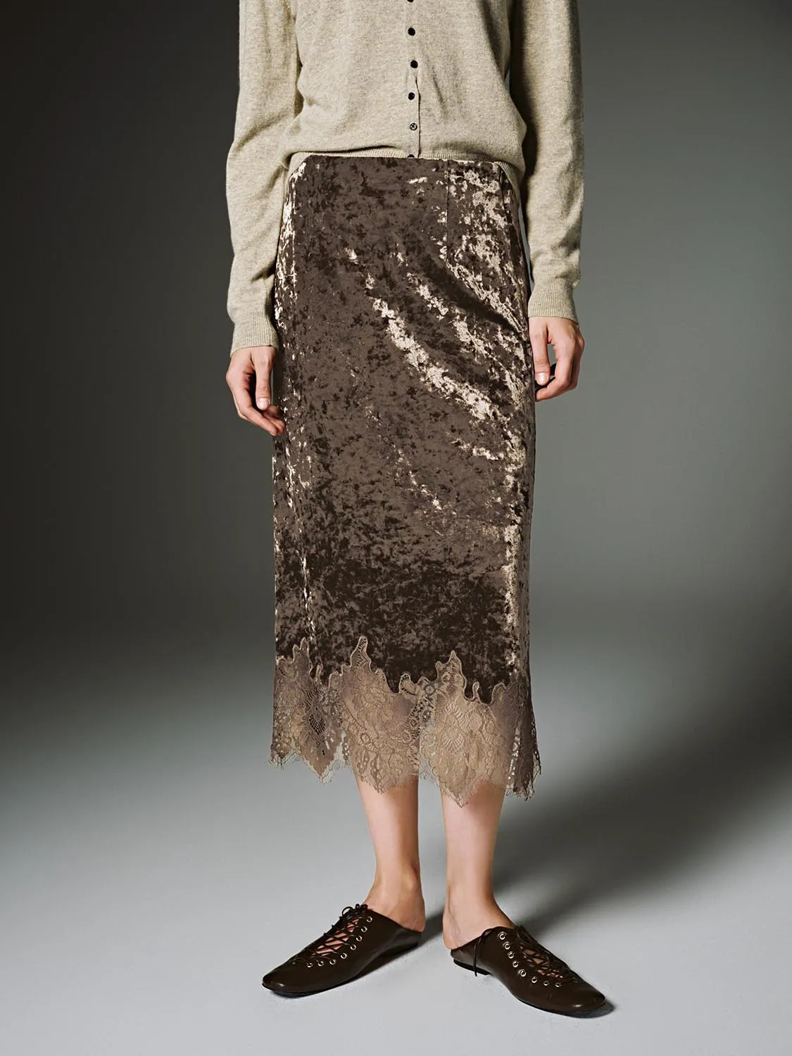 Lace Hem Straight Midi Skirts sold by Urban Revivo